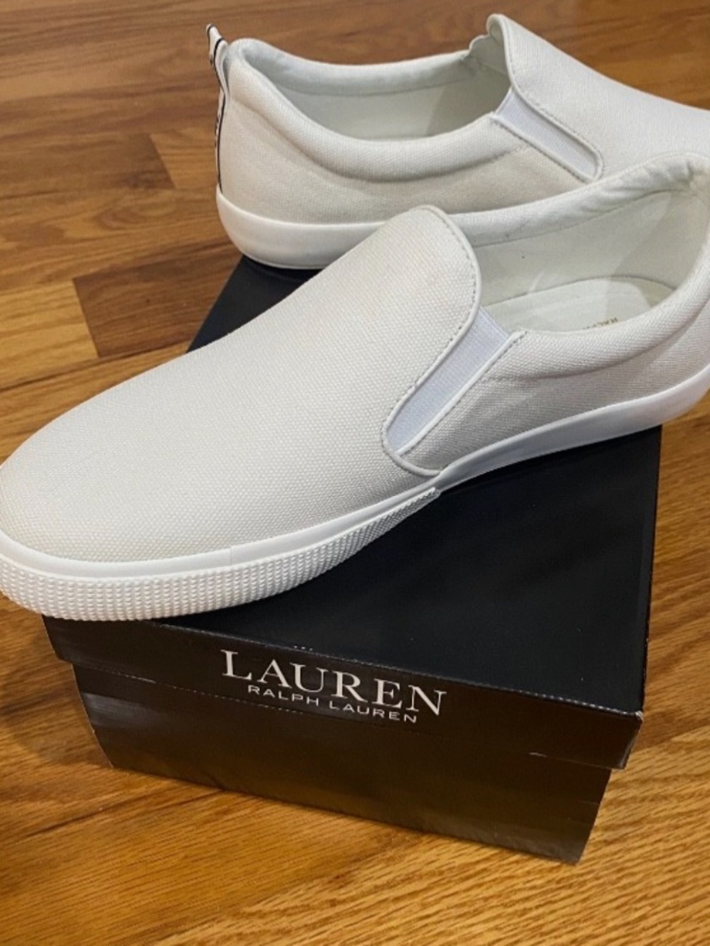 Ralph Lauren Haddley Slip on White Sneakers Women’s Size 9.5 NWT